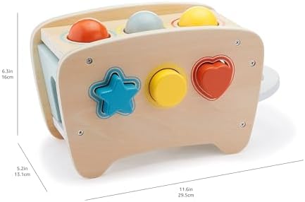 Amazon Basics Musical Pounding Bench With Xylophone and Shape Sorter Educational Toy for Toddlers, Developmental Learning Toy, Age 18M+, Boy Girl Baby, 11.6 x 5.2 x 6.3 inches, Multicolor - Image 6