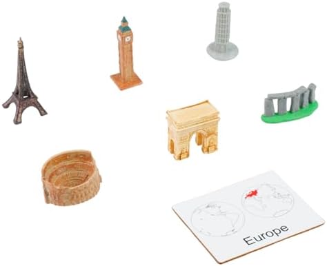 ancona World Landmarks and Continents Geography Learning Set,Spanish/Simplified Chinese with Pinyin Bilingual, Montessori Preschool Memory Matching Game Box - Image 5