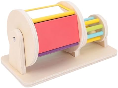 Wooden Rotating Sensory Toy with 5 Vibrant Colors for Tummy Time Fine Motor Skills Early Education Beech Wood - Image 2