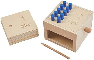 Adena Montessori Toys Wooden Counting Peg Game - Learn to Count 1-10 with Numerals, Peg Drop Box & Tumbling Pegs - Educational Toddler Toy for Early Math Skills Development (Small Counting Pegs Board) by AdenaMontessori