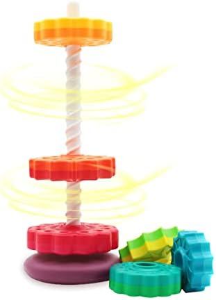 LUCKFUTURE Educational Spinning Stacking Toys, Rainbow Stacking Rings Baby Toy, Montessori Sensory Learning Toy for Girls and Boys Toddlers Toys for 1-3 Year Old - Image 3