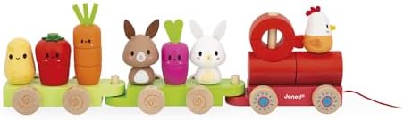 Janod - Pull-Along Train - Farm - Wood - 19 Pieces - Image 2