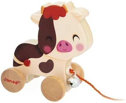 Janod - Wooden Pull-Along Baby Toy - Cow by Janod