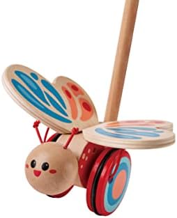 Award Winning Hape Butterfly Wooden Push and Pull Walking Toy, L: 6.3, W: 5.8, H: 22.2 inch, Red - Image 2