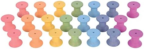 tickit Rainbow Wooden Spools, Set of 21, Assorted Colors, Loose Parts Play by TickiT