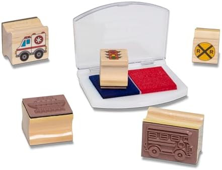 Melissa & Doug Deluxe Wooden Stamp and Coloring Set – Vehicles (30 Stamps, 6 Markers, 2 Durable 2-Color Stamp Pads) - Image 6