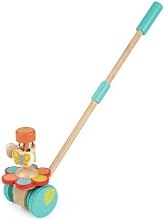 Hape Dancing Butterflies Push and Pull Toy, Assorted Colors, 12+ Months, L: 4, W: 6.9, H: 22.2 inch by Hape