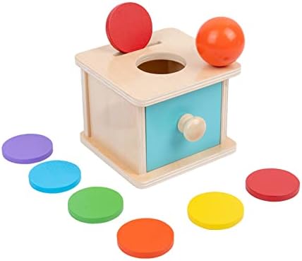 Adena Montessori Blue Wooden Coin Box 2 in 1 Object Permanence Toy 6+ Mo by AdenaMontessori