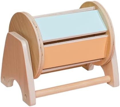 Vaveren Montessori Rotating Drum with Bell, Motor Skills, Small Size Wooden Rolling Drum, Educational for Children Babies 1 Year Old by Unknown