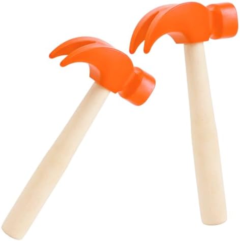 Hxezoc 2 Pack Wooden Hammer Toys Simulation Hammers Maintenance Tools Educational Toys for Kids Birthday Party Games Supplies (Orange) by Hxezoc