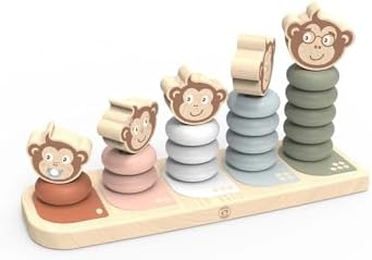 SPEEDY MONKEY Wooden Family Stacker | 5 Stackable Monkey Characters Playset - Image 4