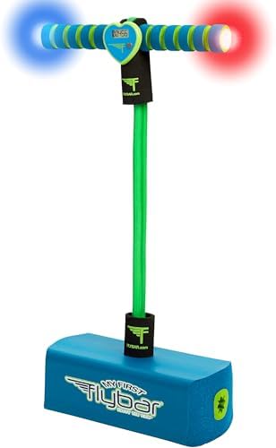 Flybar My First Foam Pogo Jumper for Kids Fun and Safe Pogo Stick for Toddlers, Durable Foam and Bungee Jumper for Ages 3 and up, Supports up to 250lbs (Blue LED) by Flybar