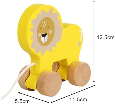 Wooden Pull Along Toy Pull Toy Birthday Gift Cute, Developmental Toy Wood Pulling Toy Wooden Wheel Animal Toy Boys Girls Kids, Lion - Image 4