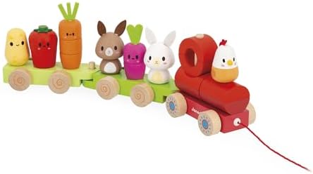 Janod - Pull-Along Train - Farm - Wood - 19 Pieces by Janod