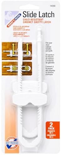 Mommy’s Helper Cabinet Slide Latch, 2 Pack, White Plastic Child Safety Cabinet Locks for Cabinet Knobs and Handles - Image 3