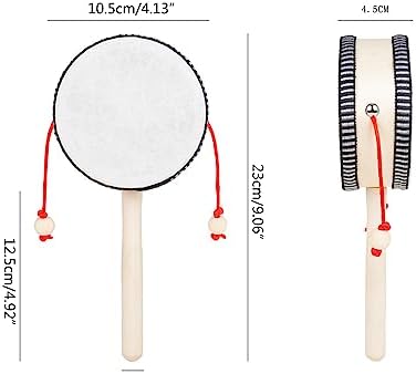 Rattle Drum Hand Rattle Drum Musical Educational Traditional Percussion Instrument Toy for Early Childhood Development Music for Wooden Percussion Instruments - Image 3