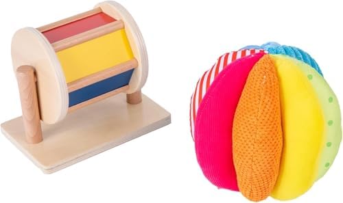 Adena Montessori Play Kit: Spinning Drum & Fabric Ball, 6-12m by AdenaMontessori
