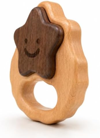 Baby Rattle – Wooden Baby Rattle for Babies 0-6 Months, Star - Image 2