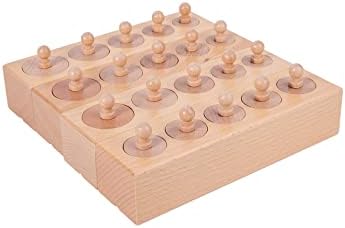 Adena Montessori Knobbed Cylinders Blocks Home Preschool 2 3 Years OldToys (Primary Color Knobbed Cylinders) by AdenaMontessori