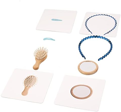 Montessori Language Materials Objects with Identical Cards Matching Game Minitures Flash Cards Cleaning Tools Hair Accessories Sewing Items (Hair Accessories) by Kiddison