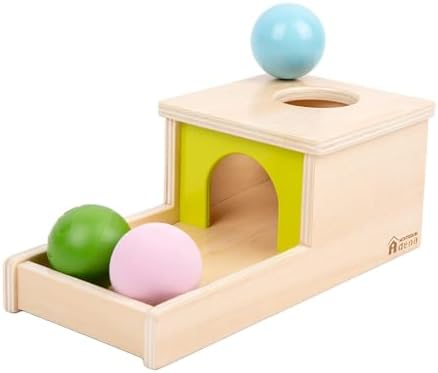 Adena Montessori Object Permanence Box with Tray Three Balls Montessori Toys for 6-12 Months Baby 1 Year Old Infant Toddler Typical by AdenaMontessori