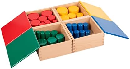 Montessori Wooden Knobless Color Cylinder Blocks, Baby Games Stacked Arrangement Block, Stacking Toys for Toddler 1-3 Activities, Educational Toys (Set of 4) by YunHeXinQiaoToysFactory