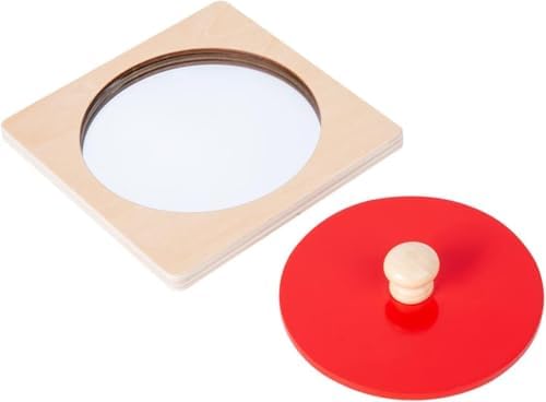 Montessori Baby Toys Play Kit Montessori Mirror Peekaboo Knob Puzzle, Medium Spinning Drum and Rainbow Fabric Ball Kit Toys for6-12Months Toddlers (Mirror Peekaboo Knob Puzzle) by AdenaMontessori