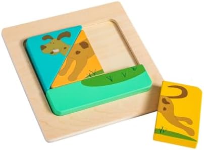 Mary Meyer LittleWood Puzzles Wooden Puzzle for Toddlers, Preschool Gift for 18+ Months, Fun & Educational Baby Toy, 5.5 x 5.5-Inches, Puppy - Image 3