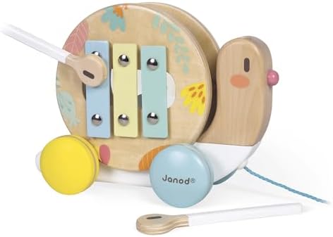 Janod - Pure - Pull Along Snail Wooden Musical Toy - Ages 1+ - Image 6