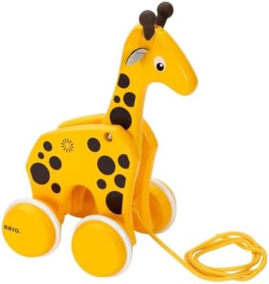BRIO 30200 Infant & Toddler - Pull Along Giraffe Wood Baby Toy with Bobbing Head for Kids Ages 1 and up, Yellow/Brown by Unknown
