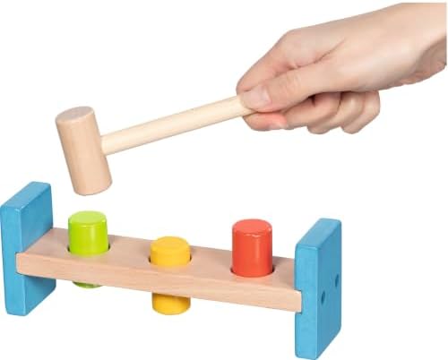 goki 58319 Wooden Hammer Bench with 3 Blocks and Hammer - Motor Skills Toy for Children from 2 Years - Image 2
