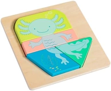 Mary Meyer LittleWood Puzzles Wooden Puzzle for Toddlers, Preschool Gift for 18+ Months, Fun & Educational Baby Toy, 5.5 x 5.5-Inches, Axolotl by MaryMeyer