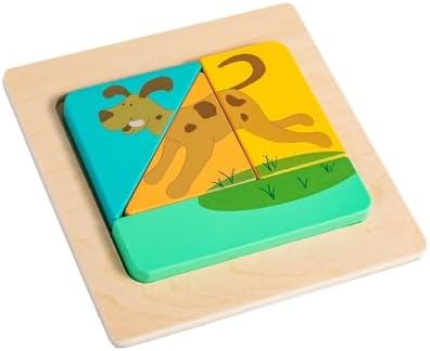 Mary Meyer LittleWood Puzzles Wooden Puzzle for Toddlers, Preschool Gift for 18+ Months, Fun & Educational Baby Toy, 5.5 x 5.5-Inches, Puppy by MaryMeyer