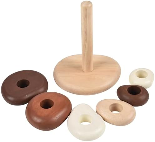 Montessori Eco-Friendly Wooden Stacking Pebbles – 7-Piece Natural Sequencing & Fine Motor Skills Toy for Early Childhood, Sensory Learning & STEM Play - Image 3