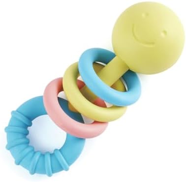 Hape Rattling Rings Teether | Movable Teething & Rattle Shake Toy for Babies, Soft Colors by Unknown