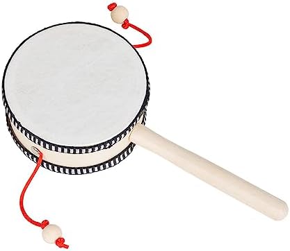 Toy Wooden Musical Rattle Unfinished Rattle Drum Round Corner Handcraft Shaking Drum Educational Early Childhood Development Music for Percussion Instruments - Image 5