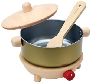 PlanToys® Wooden Cookery Set with Stove, Pot & Ladle Montessori Kids Play - Image 4