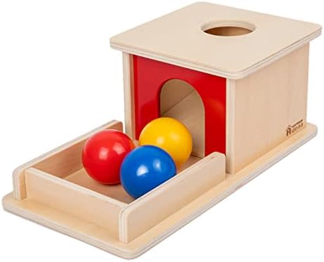 Adena Montessori Object Permanence Box, 3 Wooden Balls, Primary Colors by AdenaMontessori