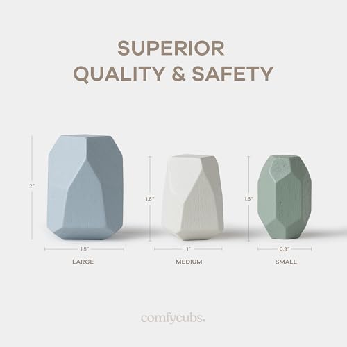 Comfy Cubs Stacking Rocks 36 Pieces, 36 Months+, Educational Toddler Stacking Blocks, Promotes Imagination, Balance & Fine Motor Skills - Wooden Rocks Sensory Toys Gift for Kid, Boy Pack - Image 6