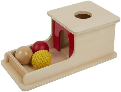 Tiger Montessori Object Permanence Box with Tray Three Balls for 6-12 Months Babies (Wood+Plastic+Knit Ball) - Image 4