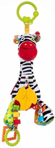 Balibazoo Zoya the Zebra Musical Hanging Baby Toy – Pull-String Lullaby Music Box, Baby Safe Mirror & Multi-Texture Teethers | Clip for Stroller, Car Seat & Carrier | Developmental Toy 0-24M by RattleandRollToyCompany