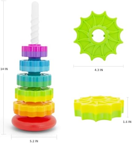 BYFWH Baby Spin Stack Toy, Premium Stacking Toys for Kids, Spinning Stacking Toy for Babies and Toddlers, Educational Toddler Learning Toy,Autism Spin Stack Toys,Rainbow Spinning Wheel Toys - Image 2