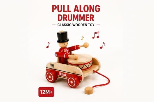 Wooden Pull Along Drummer Toy for Toddlers 1-3 - Push & Pull Baby Gift, Montessori Walking Toy for 1 Year Old Boys and Girls - Image 5