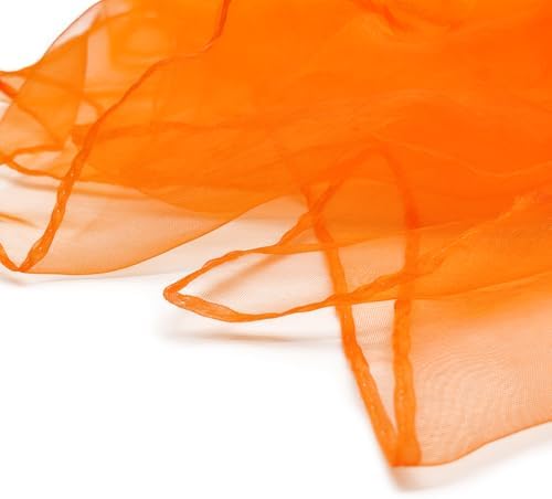 Lolakee Dance Scarves 12 Pcs Juggling Scarves for Kids Play Silk Scarve for Babies Toddlers Children Movement Learning Education Musical Accessories Colorful Scarfs Magic Tricks Performance (Orange) - Image 4
