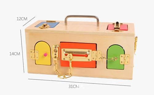 Montessori Lock and Key Toy, Wooden Latches Board Busy Board for Toddlers,2 piece Set - Image 5