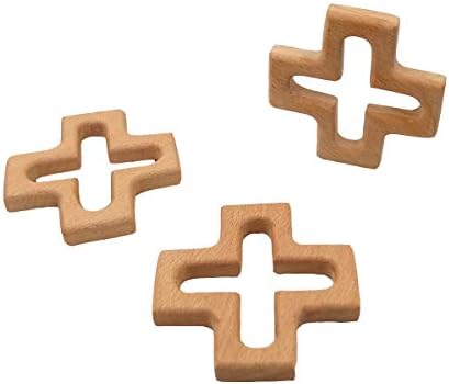 10pcs Organic Wood Cross Pure Natural Animal Shape Beech Wooden Handmade Grasping Pattern DIY Pacifier Chain Pendant - Image 4