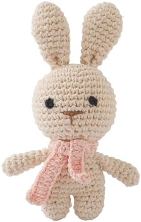 Natural Hand-Knit Wooden Baby Rattle - Soft Animal Shaped Sensory Toy for Newborns, Infants | Safe Beechwood & Crochet Texture | Perfect Baby Shower Gift by GOODMOM