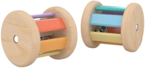 Montessori-Inspired Wooden Rolling Bell Rattle, Tummy Time Toy for Infants - Image 2
