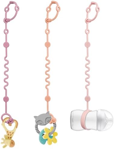 LittleHugs 3pcs Adjustable Toy Strap Holder - Silicone Baby Tether Pacifier Clip - Travel Essential Leash for Stroller, High Chair, Car Seat by LittleHugs
