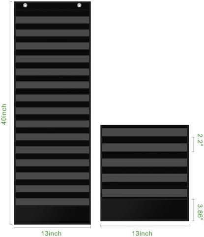 REGELETO 15+1 Pockets Daily Schedule Pocket Chart with 30 Pcs Double-Sided Reusable Cards, Scheduling Pocket Chart for Classroom Office Home School Activity(Black) - Image 2